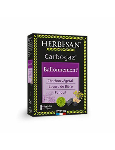 Carbogaz Ballonnement Charbon Vegetal x45 gélules Herbesan