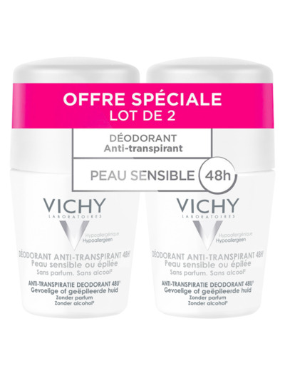 Deodorant Anti Transpirant Efficace 48h 2x50ml Déodorant Peaux Sensibles Vichy