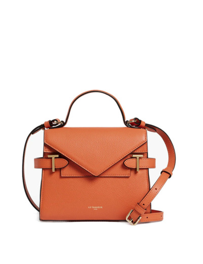 Le Tanneur Emilie Petit sac à main double rabat en Cuir grainé Orange Ocre