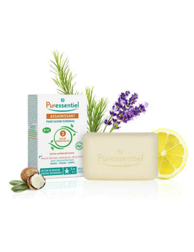 Pain Savon Surgras aux 3 Huiles Essentielles BIO 100g Assainissant Puressentiel 100g Assainissant Puressentiel