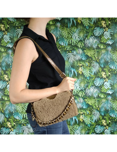 Mila Louise Mama T Sac Trotteur Cuir irisé et mouton Kiwi