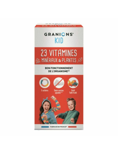 Sirop 23 Vitamines Bio 125ml Kid Dès 3 Ans Goût Tutti Fruitti Granions