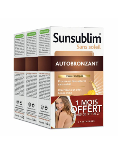 Autobronzant Formule Renforcee 3x28 Capsules Sunsublim Sans soleil Nutreov