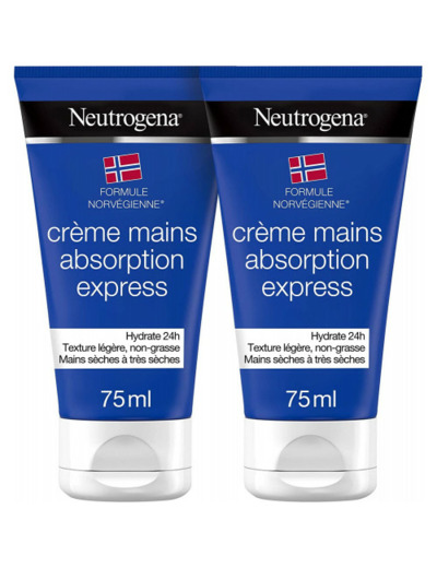 Creme Mains Hydratation Et Confort Absorption Rapide 2x75ml Neutrogena