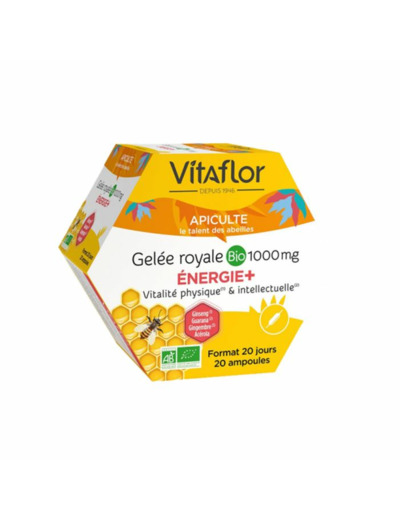 Gelee Royale Bio 20 Ampoules Energie+ 1000mg Vitaflor