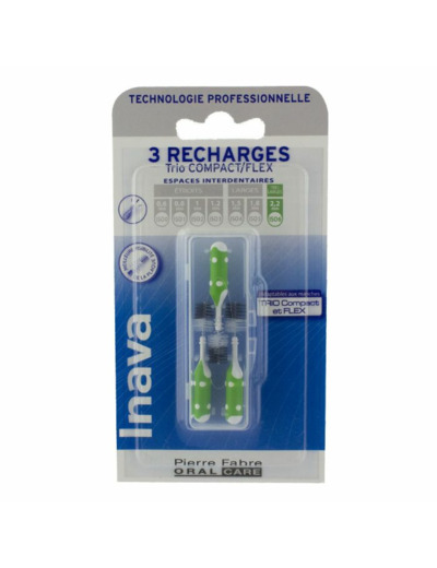 Recharges Brossettes Interdentaires 2.2mm Vert X3 Inava