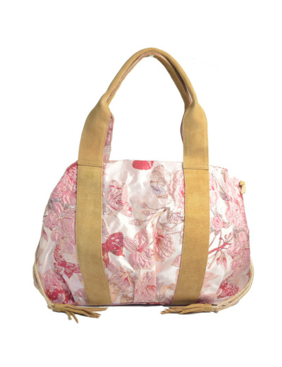 Mila Louise Prudy FS Cabas Toile Fantaisie et Cuir Rose