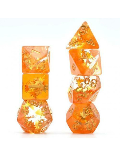 Lot de 7 Dés résine gamme Insert - en boite - Automne