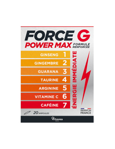FORCE G POWER MAX PROMO +33% FORMULE RENFORCEE 20 Ampoules de 10ml Force G Nutrisante