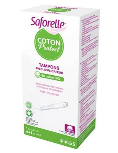 Tampons Super Avec Applicateur Coton Bio X14 Saforelle