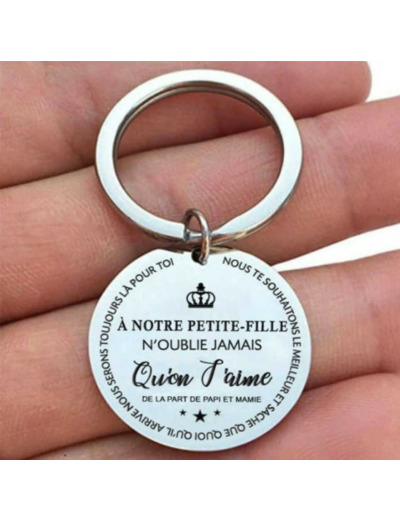 Porte-clés "A notre petite fille" de la part de papi et mamie