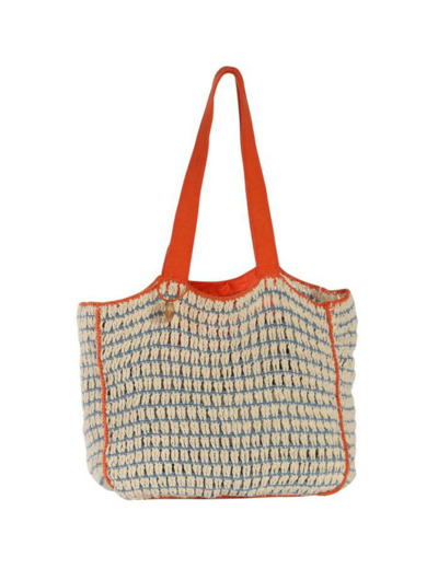 Le Voyage en Panier Coloraba Sac Cabas Coton Tissé Orange Bleu