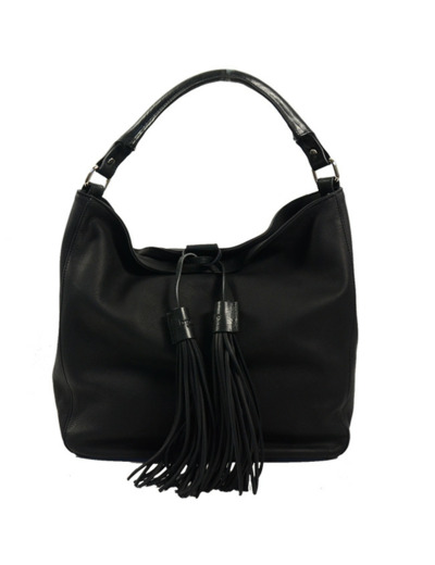 Berthille Hermine Sac Shopping Cuir Gras Noir