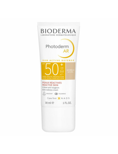 Crème teintée anti-rougeurs SPF50+ 30ml Photoderm AR Peaux réactives Bioderma