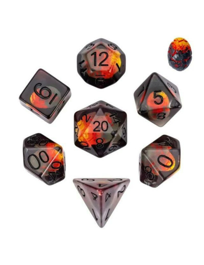 Lot de 7 dés résine gamme Insert - en boite - Le Dernier Œuf de Dinosaure