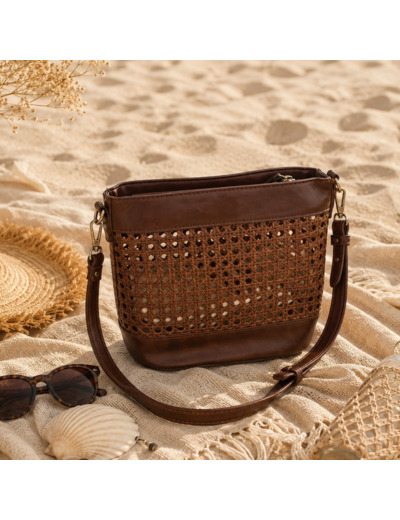 Farfouillette Sac Seau Tressé & Pochette Amovible Moka
