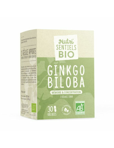 Ginkgo Biloba Bio 30 gélules Nutri'sentiels Mémoire & concentration Nutrisante