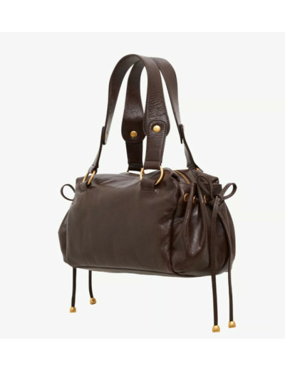 Gérard Darel Grace Sac Porté Main En Cuir Et Détails Métalliques Marron