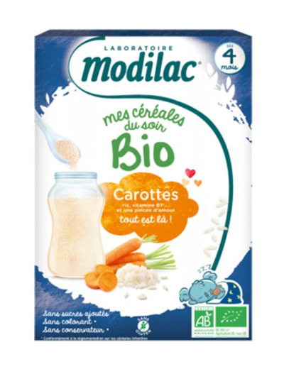 Mes Cereales Du Soir Carotte Bio Des 4 Mois 250g Dès 4 mois Modilac