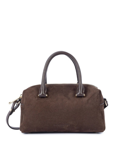 Lancaster Suède Cube Sac A Main En Cuir Velours 530-52 Marron