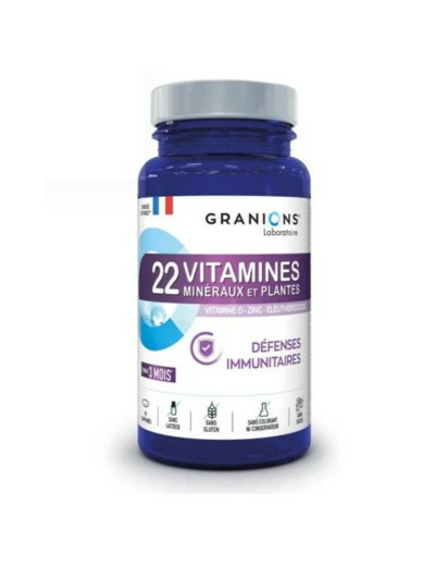 22 vitamines minéraux et plantes 90 comprimés Granions