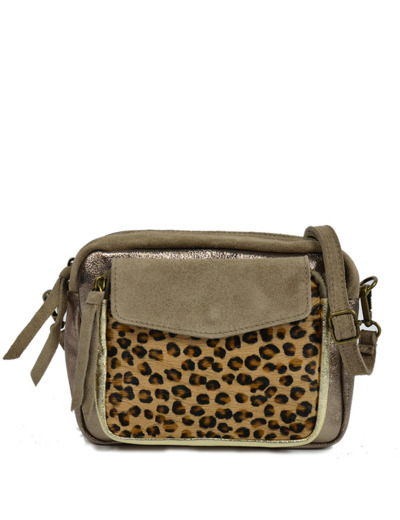 Farfouillette Sac Trotteur Camera Léopard Cuir 2655 Taupe