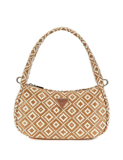 Guess Rianee Sac Epaule Raphia Cognac