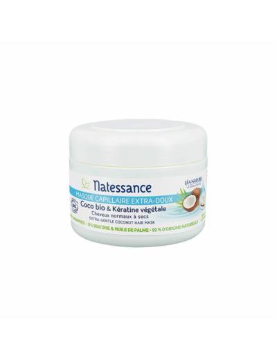 Masque capillaire extra-doux - Coco Bio & Kératine végétale 200ml Natessance