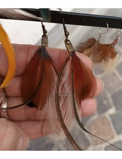 boucles d'oreilles en plumes