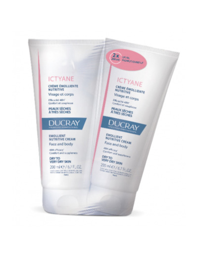 Creme Emolliente Nutritive Visage Et Corps Peaux Seches A Tres Seches 2x200ml Ictyane Ducray