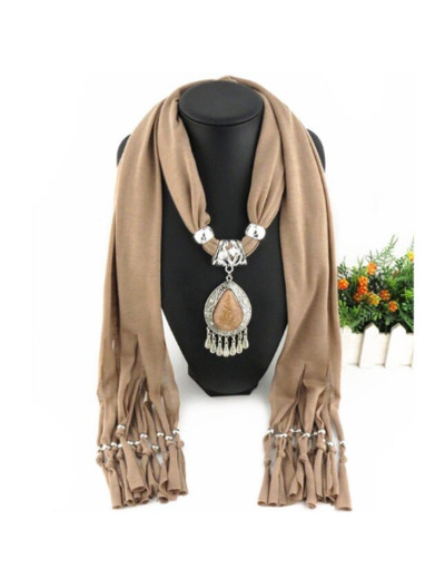 Foulard coton beige pendentif beige