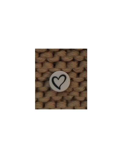 Bouton blanc motif coeur 12 mm