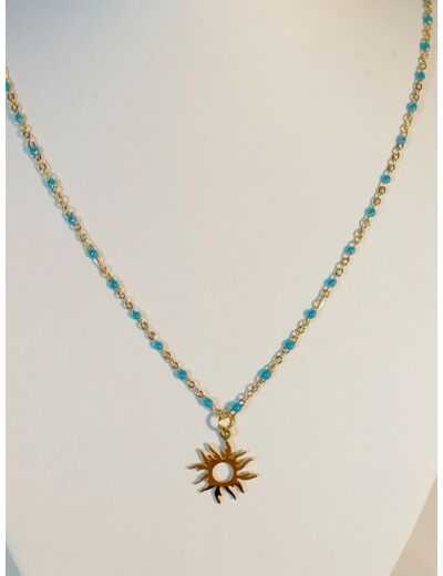 Pendentif soleil/doré/turquoise