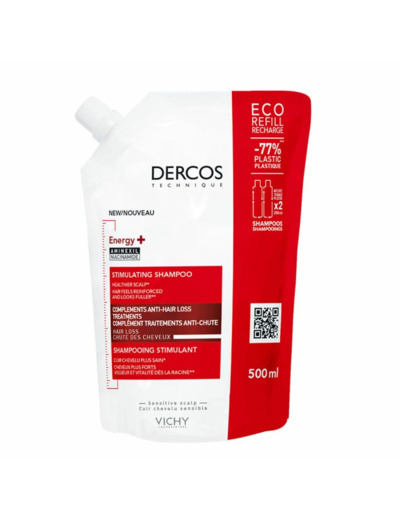 Shampooing Eco-recharge Energy+ stimulant anti-chute à l'Aminexil 500ml Dercos Vichy