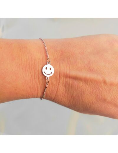 Bracelet smiley rose/argenté