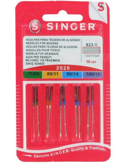 Lot de 10 aiguilles Singer assorties