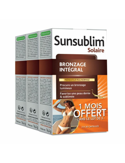 Bronzage Integral 3x30 Capsules Sunsublim Préparateur peau normale Nutreov