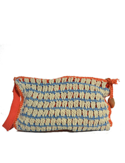 Le Voyage en Panier Colorette Sac Trotteur Coton Tissé Orange Bleu
