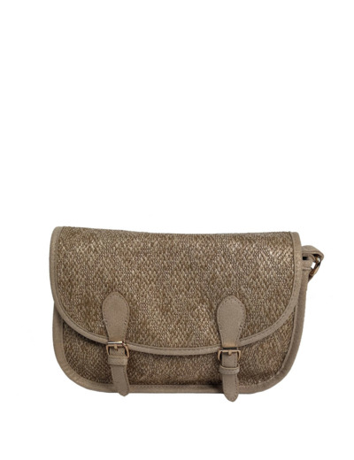 Farfouillette Sac Porté Travers En Matière Tressée Taupe