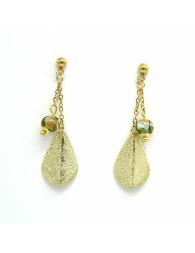 Boucles d'oreilles feuille et perle Murano – Salvia