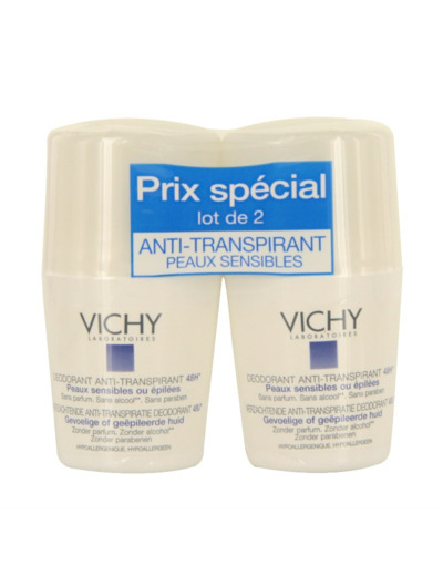 Deodorant Anti Transpirant Efficace 48h 2x50ml Déodorant Peaux Sensibles Vichy