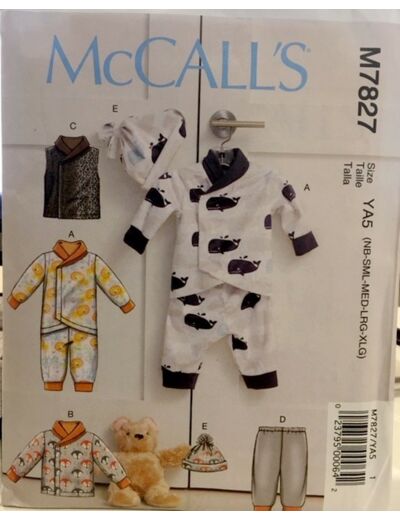 Patron veste, gilet, pantalon,chapeau pour bébé McCall's M7827