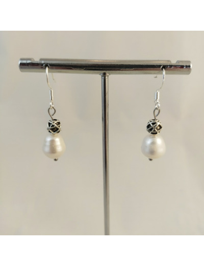 Boucles d'oreilles perles de culture d'eau douce/argent