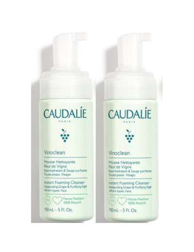 Mousse Nettoyante 2x150ml Vinoclean Visage Caudalie