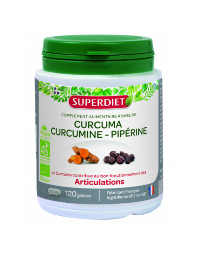Curcuma Curcumine Piperine Bio 120 Gelules Superdiet