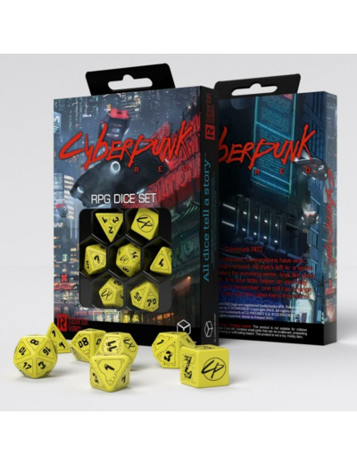 Lot de 7 dés- Cyberpunk Red- Danger Zone-Jaune