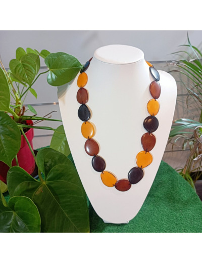 Collier Shakira noir-jaune-marron en ivoire végétal