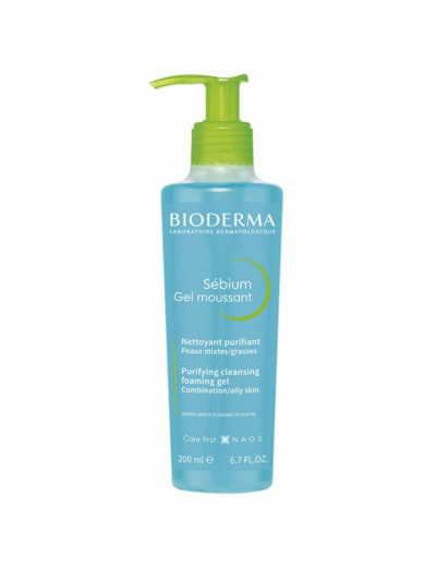 Gel nettoyant 200ml Sebium Peaux grasses Gel moussant Bioderma