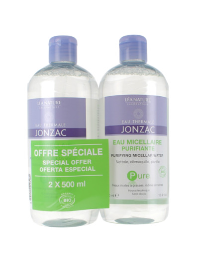 Eau Micellaire Purifiante Bio Pure Peaux Mixtes A Grasses 2x500ml Eau thermale Jonzac