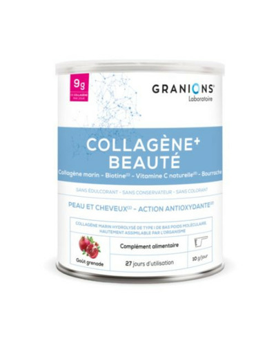 GRANIONS COLLAGENE + BEAUTE Peau et Cheveux - Poudre Parfum Grenade 275g